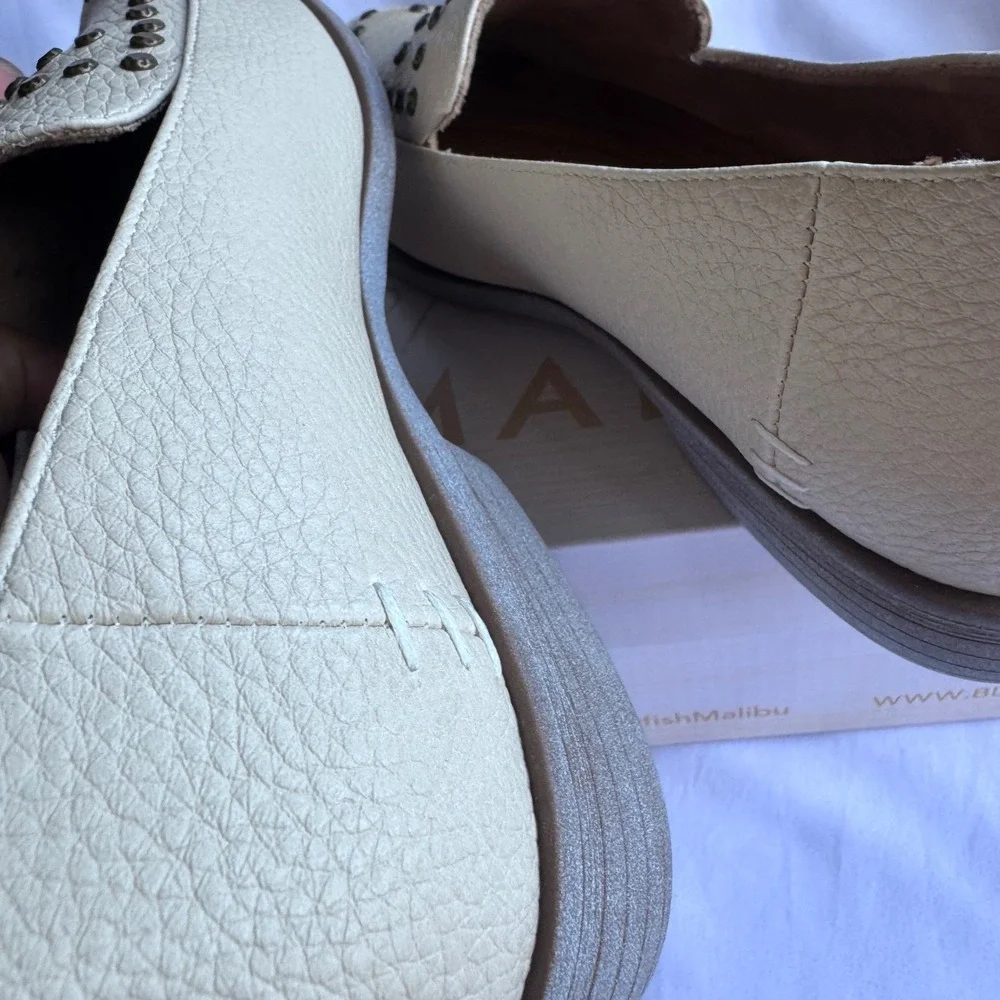 New Blowfish Malibu Harper Off White Loafers Studded Slip On Vegan Shoes‎ US 10M